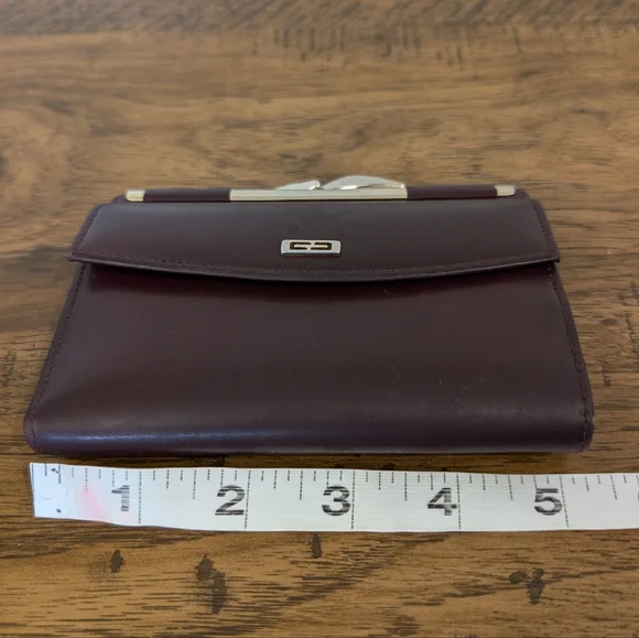 Vtg 80/90's Gary's Leather Brown Bifold Wallet Genuine Calf Leather Kiss Lock - Picture 13 of 14